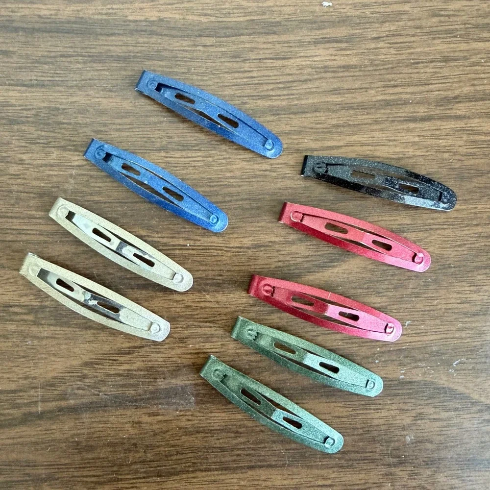 Vintage Multi Color Metallic Shimmer Snap Hair Clips Y2K Barrettes Lot Of 9